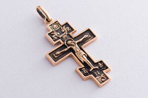 Золотой православный крест с распятием п00787 Оникс