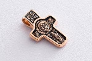 Золотой православный крест Спас Нерукотворный п02634 Оникс