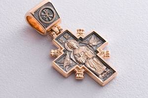 Золотой православный крест «Иисус Христос «Царь царей». Икона Божией Матери «Державная» п02407 Оникс