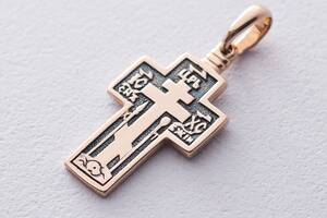 Золотой православный крестик Голгофский крест. Молитва Да воскреснет Бог п01785 Оникс