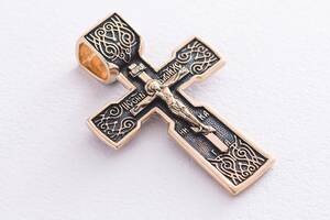 Золотой православный крестик Распятие п02415 Оникс