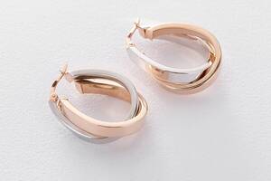 Золотые серьги-кольца без камней с02393 Оникс
