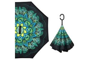 Зонт наоборот Up-Brella Зелёный Павлин (2907-13303a)