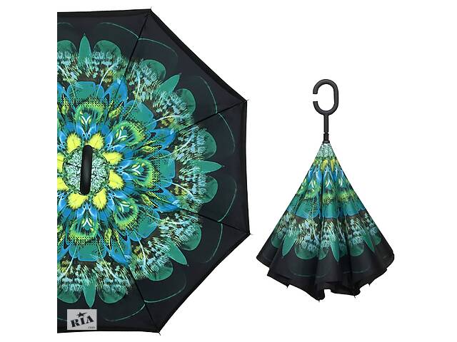 Зонт наоборот Up-Brella Зелёный Павлин (2907-13303a)