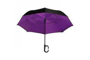Зонт наоборот Up-Brella зонт обратного сложения Черный с фиолетовым (258509)