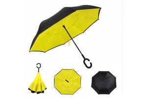 Зонт наоборот Up-brella зонт обратного сложения Черный с желтым (258511)