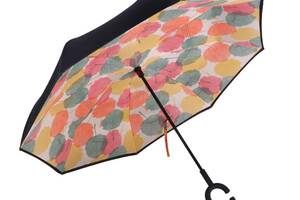 Зонт обратного сложения / наоборот Up-Brella Кленовый лист Черный (2907-10100a)