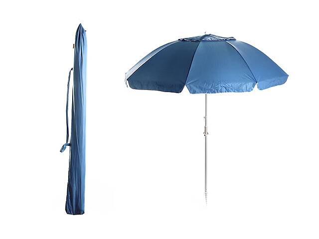 Зонт СИЛА - Кемпинг пляжный с наклоном 2.2 м и клапаном усиленный с винтом (28/32) Голубой