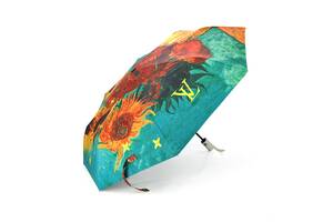 Зонт женский автоматический, D-100см, защита от солнца, UV (99%), защита от дождя, каркас - Al+Fe, Подсолнухи