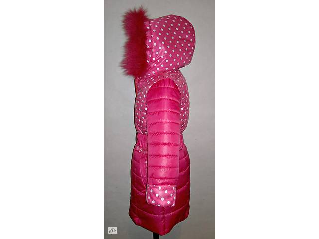 Зимове рожеве пальто на дівчинку 5, 6, 7 років - Фото 2