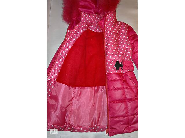 Зимове рожеве пальто на дівчинку 5, 6, 7 років - Фото 3