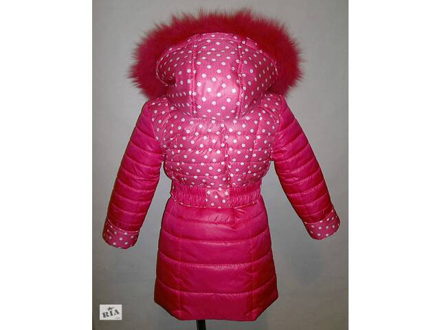 Зимове рожеве пальто на дівчинку 5, 6, 7 років - Фото 4