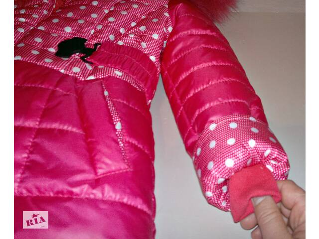 Зимове рожеве пальто на дівчинку 5, 6, 7 років - Фото 6
