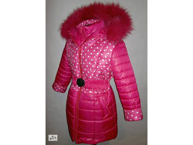 Зимове рожеве пальто на дівчинку 5, 6, 7 років - Фото 8