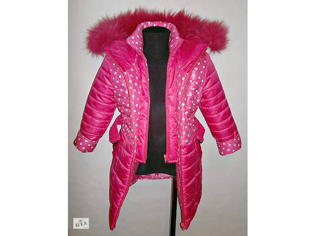 Зимове рожеве пальто на дівчинку 5, 6, 7 років - Фото 9