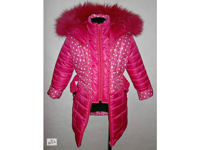 Зимове рожеве пальто на дівчинку 5, 6, 7 років - Фото 10