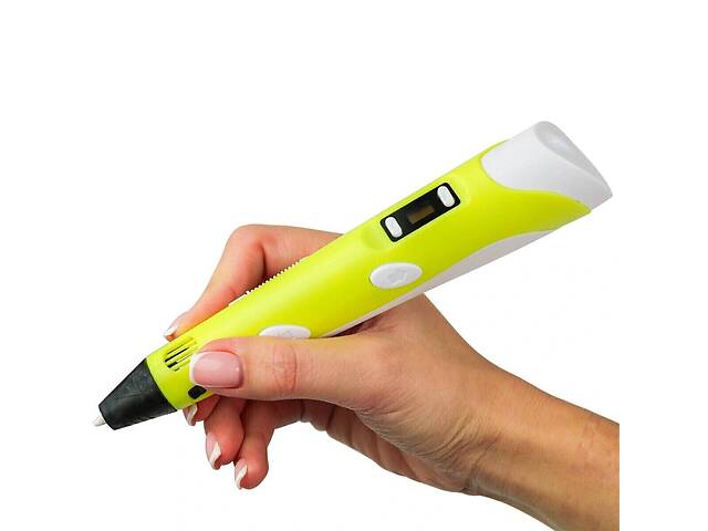 3D ручка c LCD дисплеем 3DPen Hot Draw 3 Yellow+Досточка+Ножницы+Комплект эко пластика для рисования 159 метров