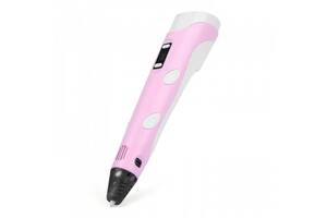 3D ручка c LCD дисплеем и комплектом эко пластика для рисования 3DPen Hot Draw 3 Pink