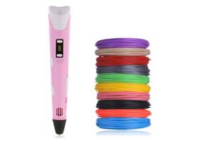 3D-ручка для рисования 3D Pen 2 и 60 метров разноцветного пластика Розовая (mt-370)