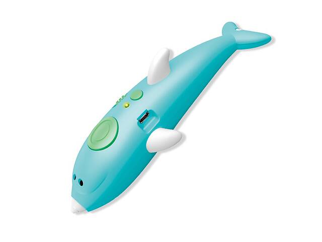 3D ручка с аккумулятором дельфин + трафареты для рисования + 115м пластика 3D Painting Pen 9903 Dolphin Голубой