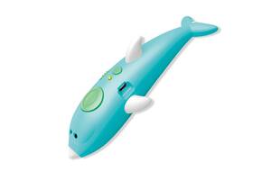 3D ручка с аккумулятором дельфин + трафареты для рисования 8 цветов пластика 3D Painting Pen 9903 Dolphin Голубой