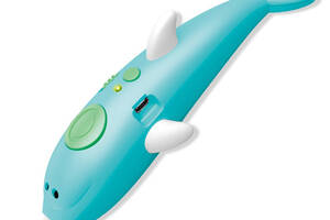 3D ручка с аккумулятором дельфин + трафареты для рисования 8 цветов пластика 3D Painting Pen 9903 Dolphin Голубой