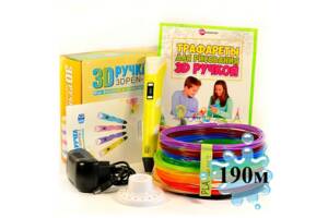 3D-ручка с Эко Пластиком (190м) c Трафаретами с LCD экраном 3D Pen 2 Original Yellow