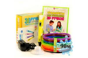 3D-ручка с Эко Пластиком (90м) c Трафаретами с LCD экраном 3D Pen 2 Original Yellow