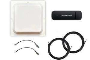 3G/4G комплект роутер Anteniti E3372h-153 Антенна усиления Mimo 2х17 db планшетная + кабель + 2 переходника (1619014018)