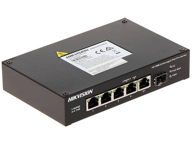 4-портовый неуправляемый POE коммутатор Hikvision DS-3T0306HP-E/HS