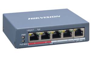 4-портовый управляемый POE коммутатор Hikvision DS-3E1105P-EI