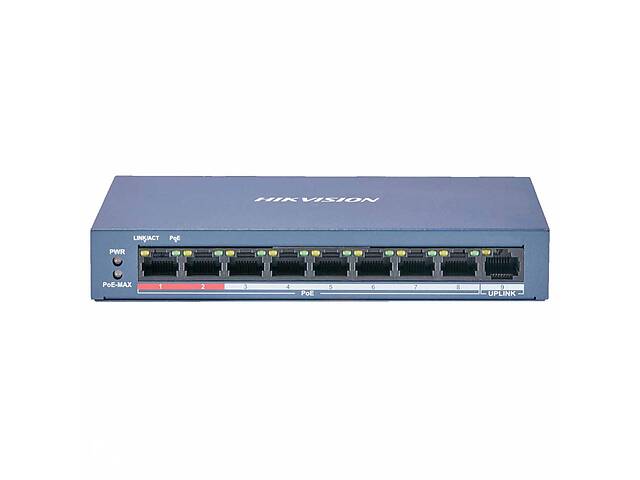 8 портовый POE коммутатор Hikvision DS-3E0109P-E/M(B)