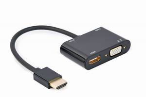 Адаптер Cablexpert A-HDMIM-HDMIFVGAF-01 HDMI-HDMI/VGA+Аудио 3,5 0.15 м Черный