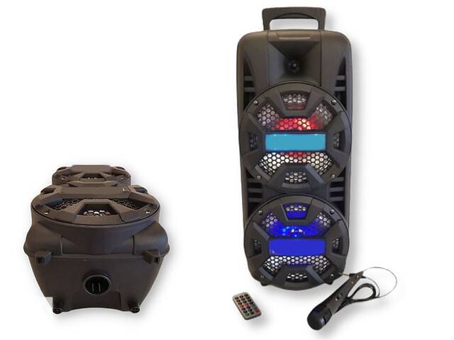 Аккумуляторная акустическая система Kimiso QS-210 колонка чемодан 80Вт USB, SD, FM радио, Bluetooth, микрофон, ДУ (QS...