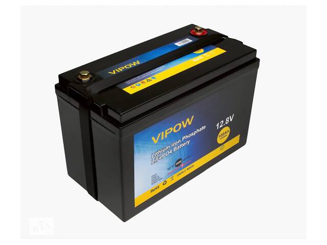 Аккумуляторная батарея Vipow LiFePO4 12.8V 100Ah со встроенной ВМS платой 80A