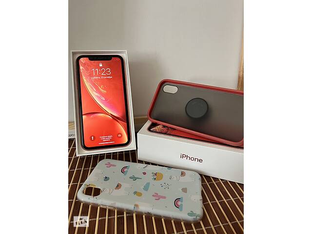 Apple iPhone Xr 64Gb Coral + 2 чехла + защитное стекло + попсокет