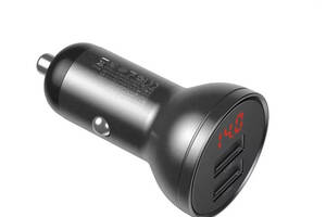 Автомобильное зарядное устройство АЗП Baseus Digital Display Dual USB 4.8A Car Charger 24W (dark gray)