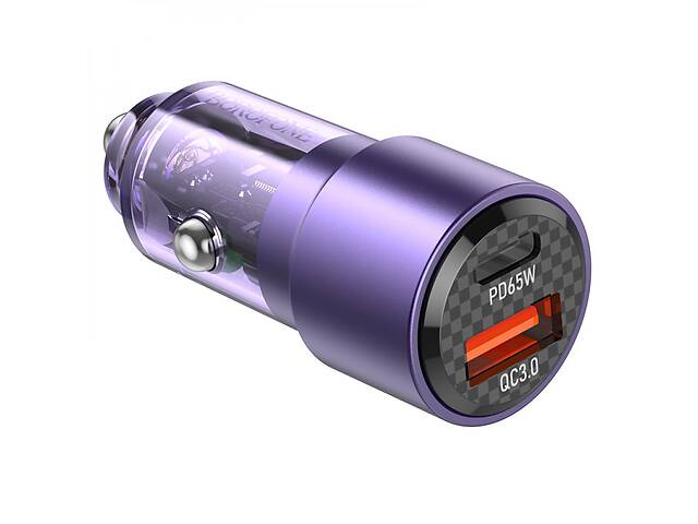 Автомобильное зарядное устройство Borofone BZ20A Cristal Mini Smart 83W Dual Port PD65W of QC3.0 3A 5V Violet