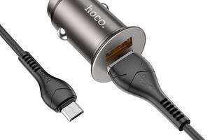 Автомобильное зарядное устройство Hoco NZ1 36W QC3.0 USB на Micro-USB Серый