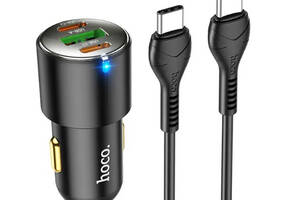 Автомобильное зарядное устройство Hoco NZ6 USB/2Type-C 45W 3.0A + кабель Type-C to Type-C