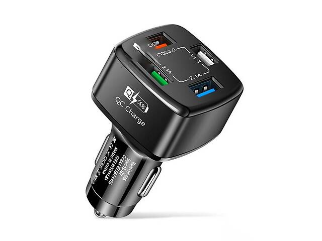 Автомобильное зарядное устройство от прикуривателя USLION UD7575 HC-365 4 USB QC 3.0 Quick Charge Black