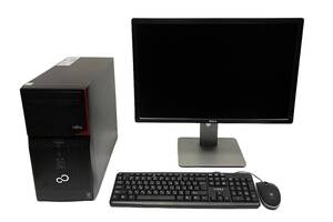 Б/у Комплект: Fujitsu P520 MT| i5-4590| 16GB RAM| 128GB SSD+500GB HDD| Radeon HD 8450 1GB+Б-класс Dell U2412Mb