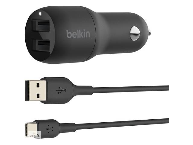 Belkin Автомобильное ЗУ Car Charger 24W Dual USB-A, USB-A - USB-C, 1m, black