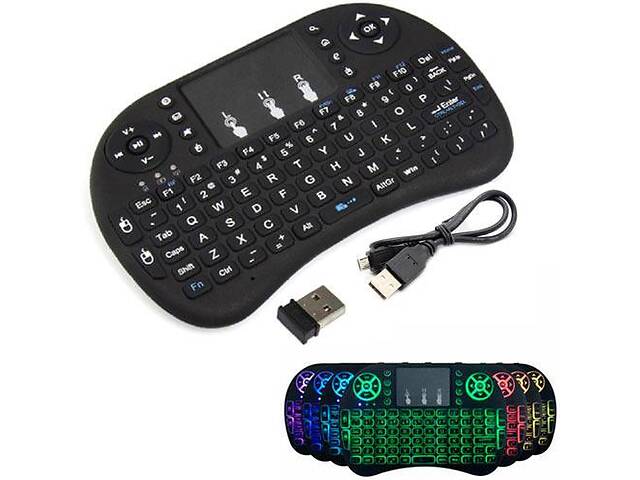Беспроводная мини клавиатура и тачпад Rii mini i8 c RGB-подсветкой и АКБ