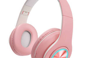 Беспроводные Bluetooth Наушники B39 с микрофоном и светодиодной подсветкой розовый Alleo