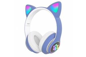 Беспроводные Bluetooth наушники с ушками Cat Ear VZV-23M/ 7805 LED Синие