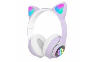 Беспроводные Bluetooth наушники с ушками Cat Ear VZV-23M/ 7805 LED Фиолетовые