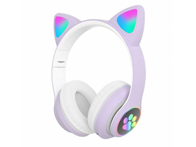 Беспроводные Bluetooth наушники с ушками Cat Ear VZV-23M/ 7805 LED Фиолетовые