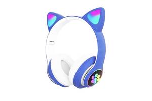 Беспроводные Bluetooth-наушники с ушками Cat Ear VZV-24M/8079 LED Синие