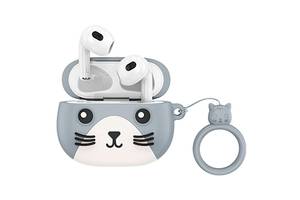 Беспроводные детские наушники в кейсе HOCO Cat EW46 Bluetooth Grey/White